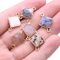 natural stone two hole connector exquisite charms square pendant for jewelry making diy necklace bracelet accessory
