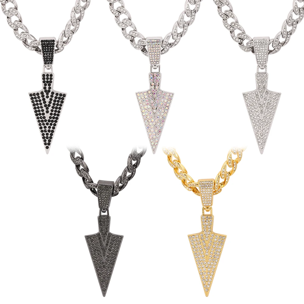 Ожерелье с хрустальными стрелками мужское подвеска в стиле хип хоп и панк