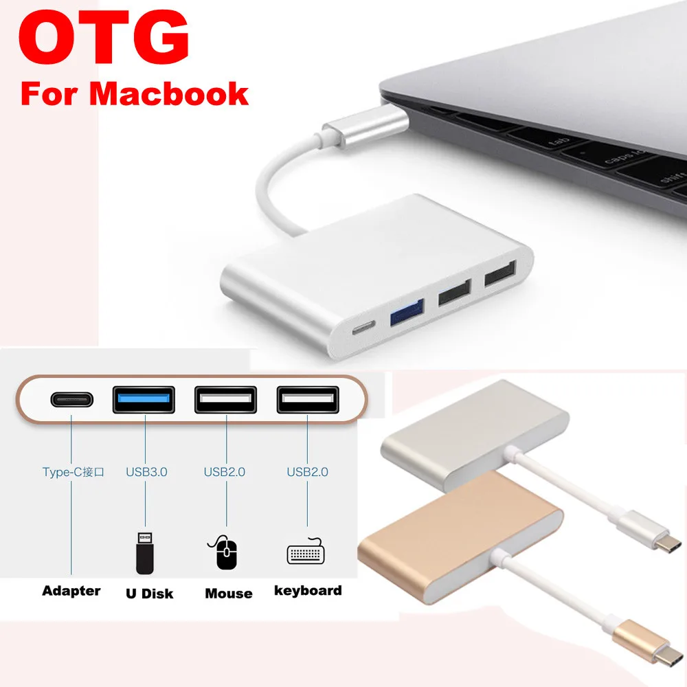 Micro алюминиевый сплав Тип C к USB 3 0 2 многопортовый зарядный конвертер 4 в 1 портовый