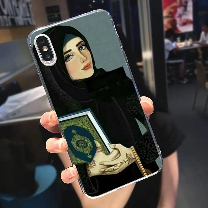 

Muslim Islamic Arabic Face Gril Eyes Phone Case Transparent soft For iphone 5 s c se 6 s 7 8 11 12 plus mini x xs xr pro max
