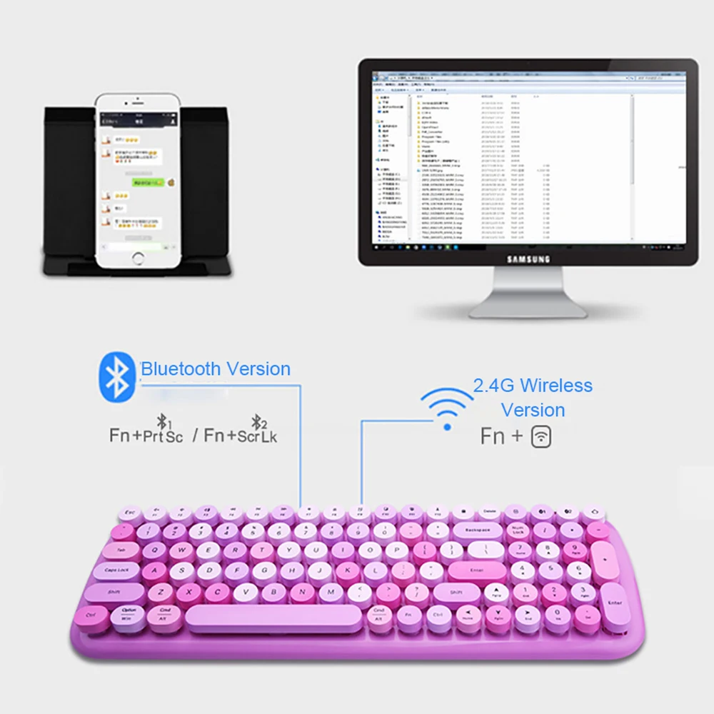 2 4G Беспроводная игровая клавиатура мышь набор двойной режим Bluetooth для ПК геймера