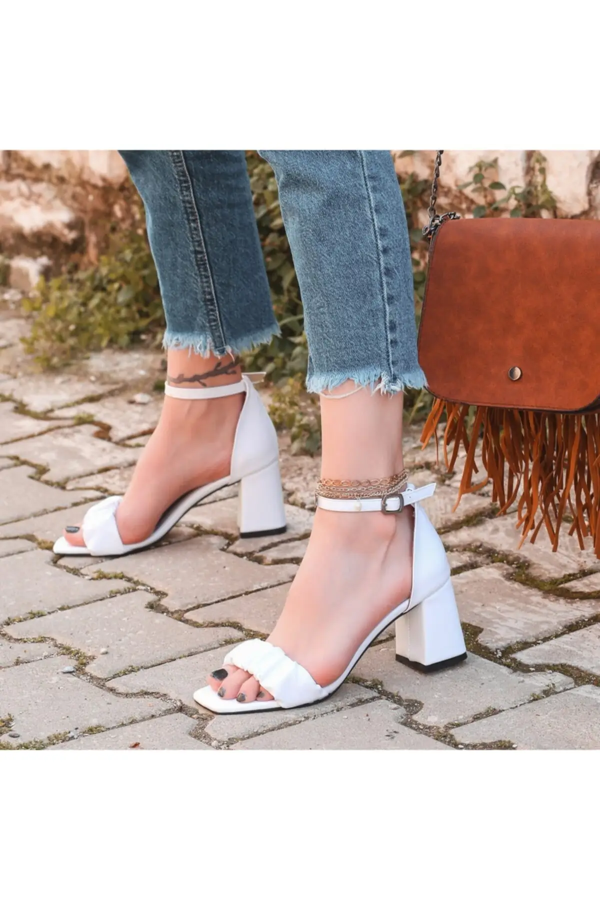 

The First Grade white Faux Leather Heels Women Sandals Shoes COM-KDN-KTP-224887