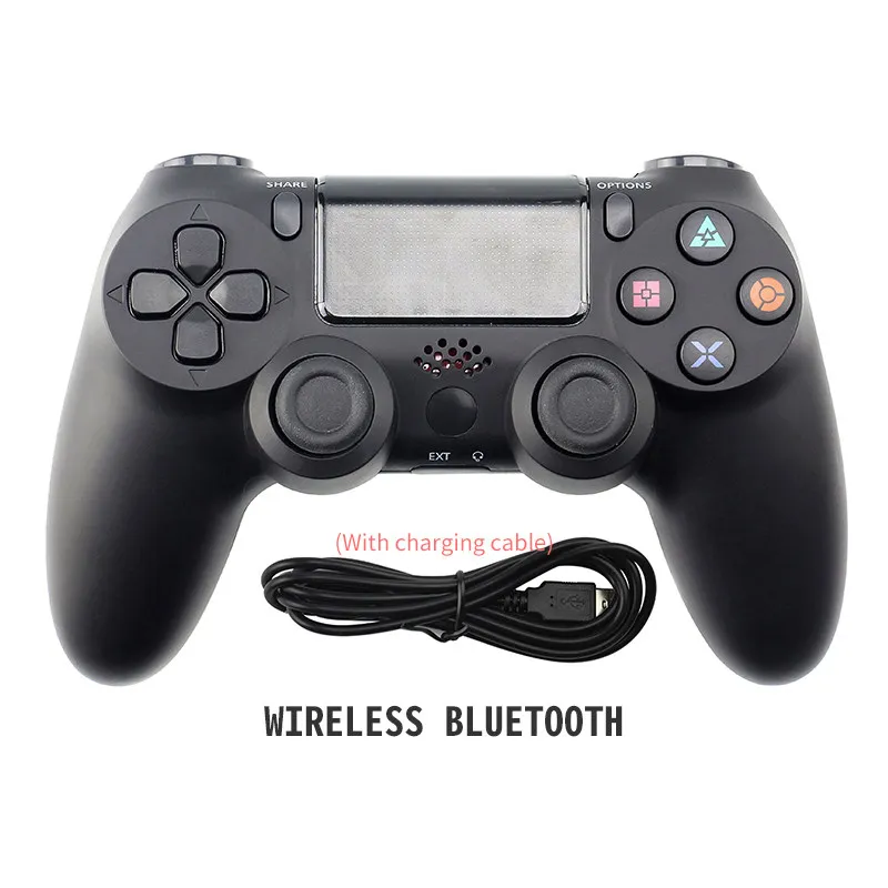 Данных лягушка Bluetooth Беспроводной игрового контроллера геймпад для PS4 контроллер для Playstation 4 Dualshock 4 двойной вибрации джойстика геймпад - Цвет: Black  wireless