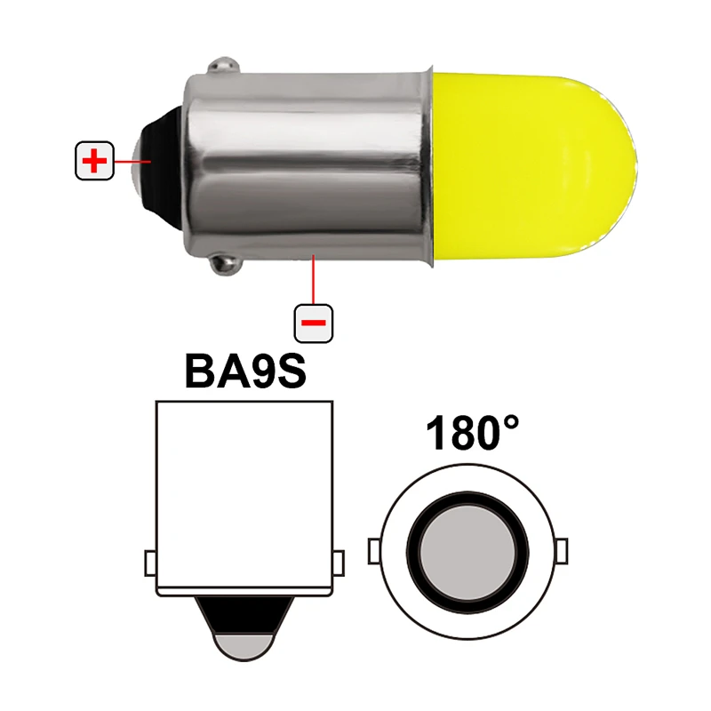100x BA9S LED 12929 COB круглые 3D T4W Автомобильные светодиодные лампы номерного знака