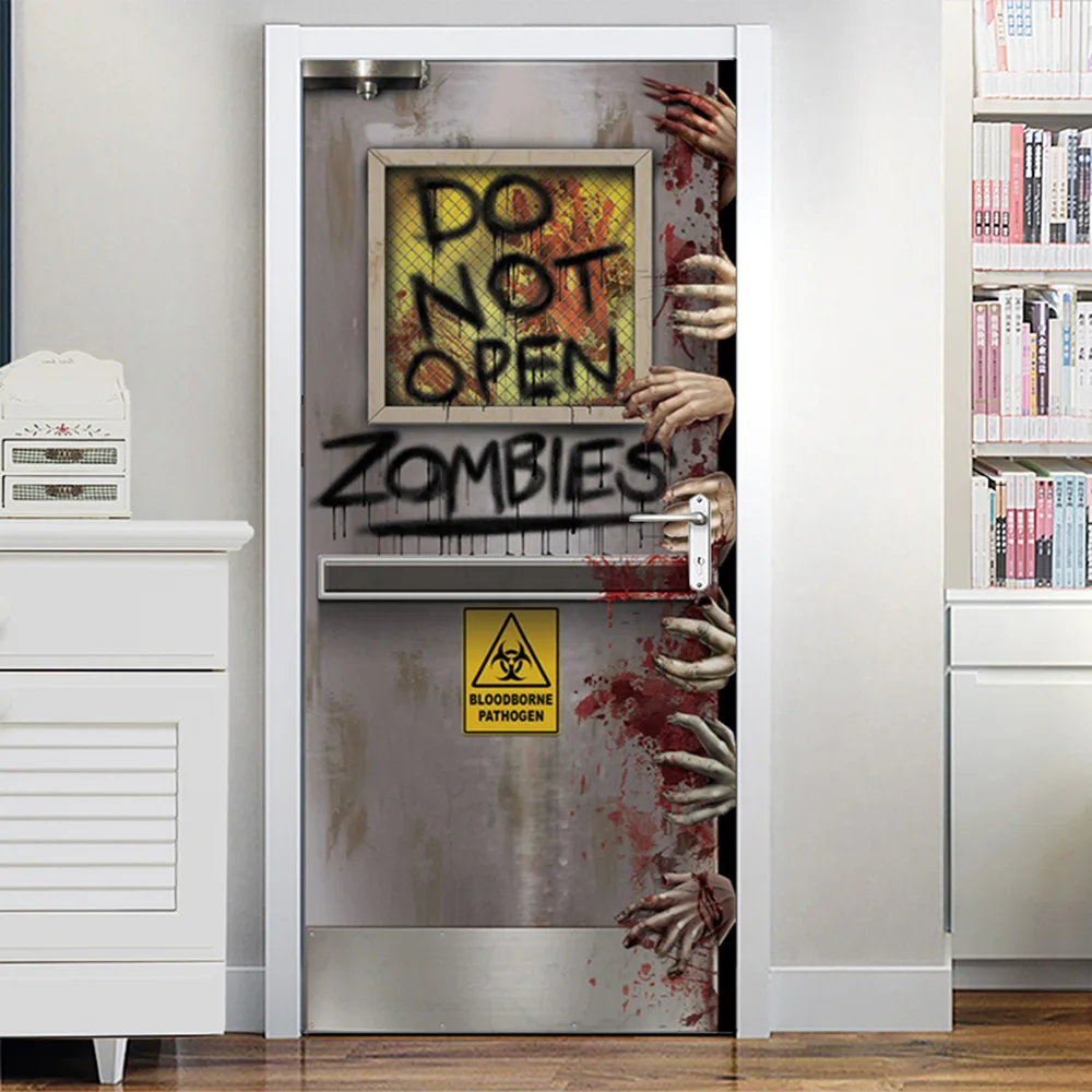 Наклейка на дверь зомби для гостиной кухни пвх самоклеящиеся водонепроницаемые