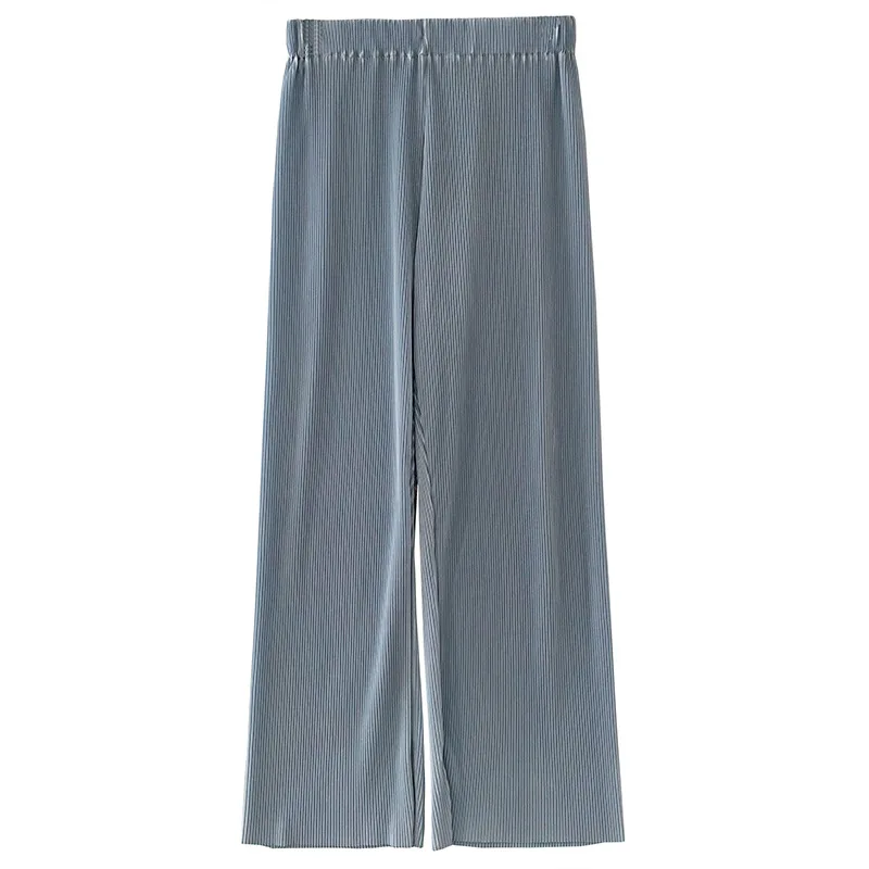 

Trousers Women Polyester Full Length Fashion 2020 New Summer Fall Fashion Casual Loose Straight Waist Wide Leg Pants Thin Hot