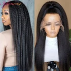 Прозрачные курчавые прямые парики на сетке спереди парики из человеческих волос для женщин Yaki парик из человеческих волос без клея курчавые прямые волосы фронтальный парик