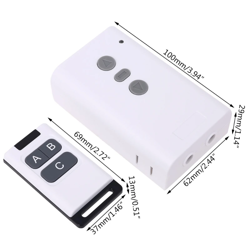 

433MHz AC220V 2CH Relay Receiver RF Transmitter Wireless Remote Control Switch for Garage Door Forward Reverse Pro