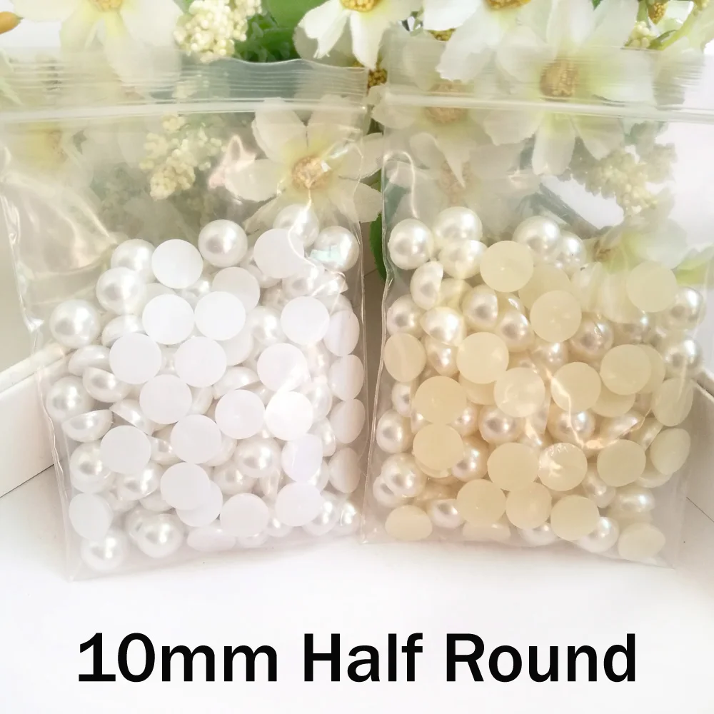 100 шт белый слоновая кость 10 мм полукруглый жемчуг плоская задняя имитация