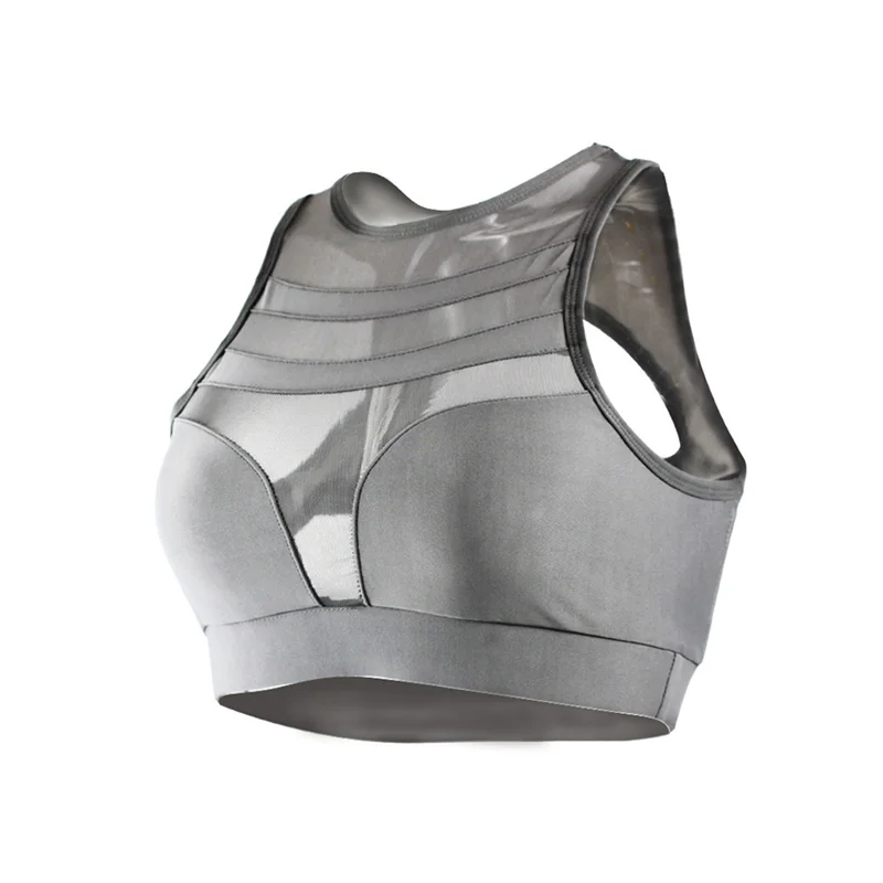 

Women Breathable Sports Bra Mesh Spliced Shockproof Padded Sports Bra Top Athletic Gym Running Fitness Sports Vest
