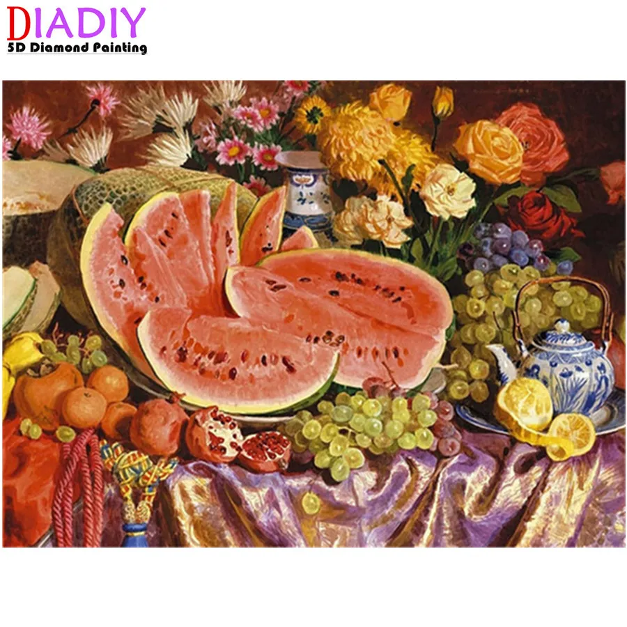 

5D алмазная живопись, фрукты, вышивка крестиком, мозаика, алмазная вышивка, полноразмерная картина стразы, кухня, домашний декор