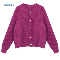 jessic short outer wear cardigan sweater women 2020 autumn and winter new korean style shiny loose retro western style knitted