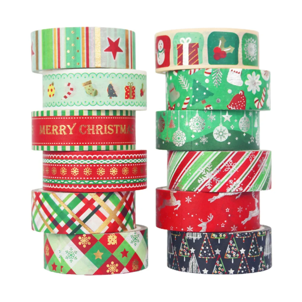

12 Rolls Christmas Theme Tape Notebook Tapes Fashionable DIY Washi Tapes