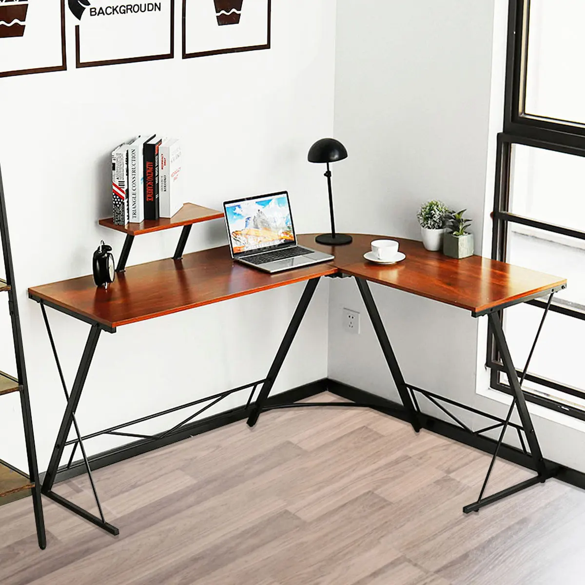 

L-Shaped Computer Desk Monitor Stand Laptop Table Modern Desktops Study Table Home Office Furniture Corner Tables Standing Desk