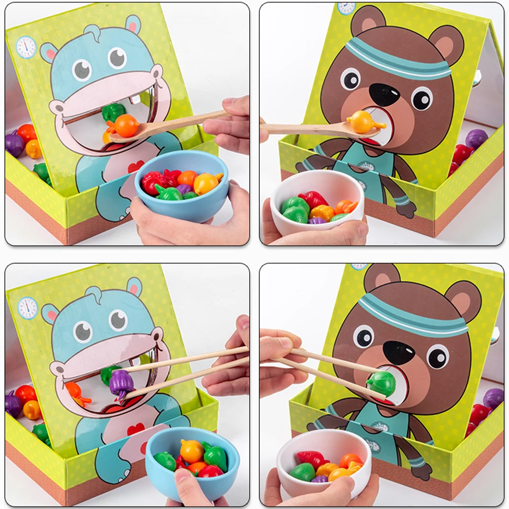 

Simulation Feeding Game Parent Child Play House Toys Early Educational Eye Coordination Interaction Fine Motor Chopsticks Toy#38