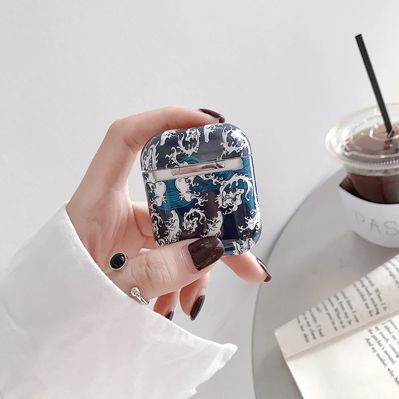 Чехол для airpods 1 2 чехол с дельфином морская волна беспроводных наушников Bluetooth
