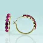 Серьги-кольца женские круглые из серебра 2021 пробы с рубином
