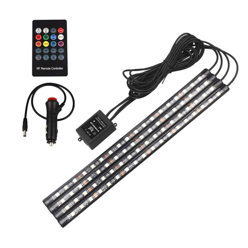 

Auto LED RGB Interior Atmosphere Strip Light Decorative Foot Lamp With USB Wireless Remote Music Control Multiple Modes For Car