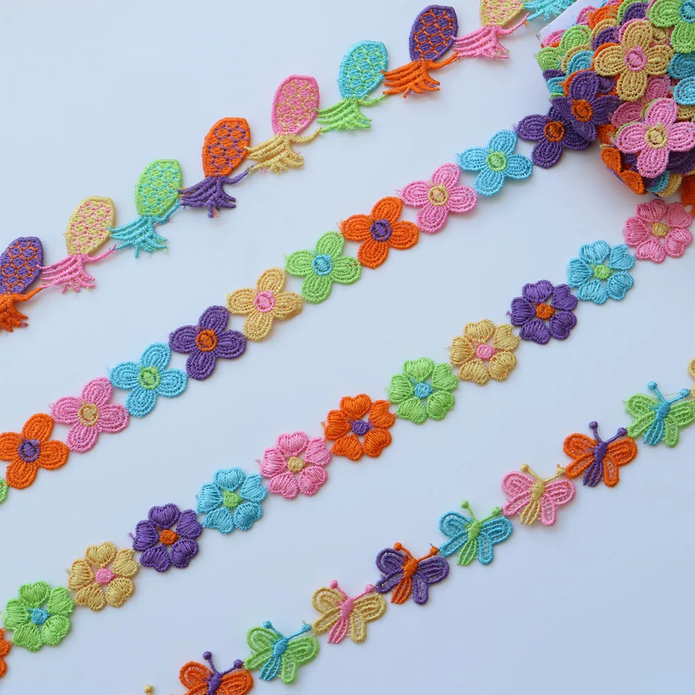 

1yard water soluble embroidery flower lace trims for clothing floral appliques lace trimming DIY clothes accessories