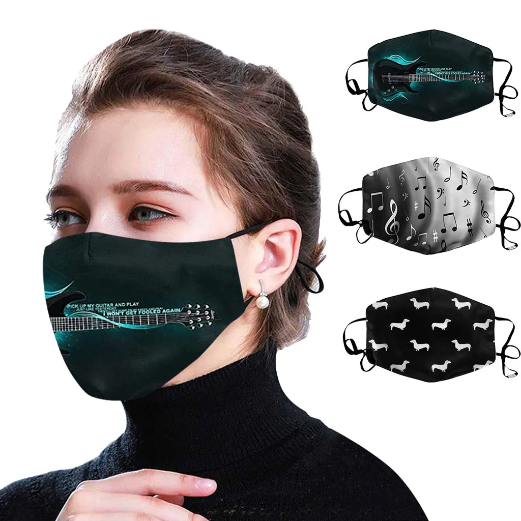 

Adult Fashion Printing Face Masks Unisex Adjustable Reusable Cotton Mouth Mask Breathable Windproof Cycling Mask mascarillas