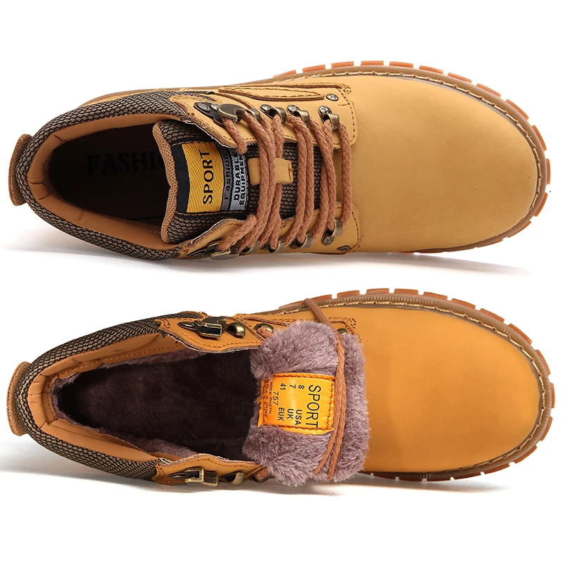 Новинка зимние мужские ботильоны в байкерском стиле с мехом и плюшем теплые классические модные ботинки