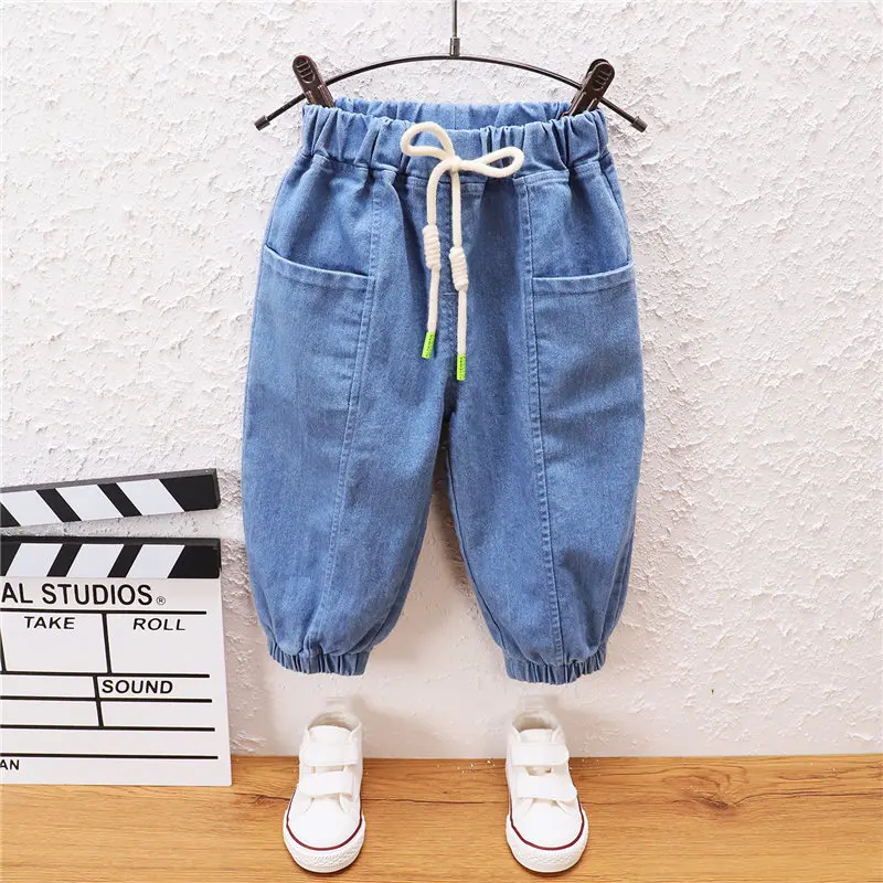 

2020 Spring Kids Full Length Boys Girls Fashion Jeans Children Jeans for Boys Casual Denim Pants Toddler High Quality 0-5 YEARS