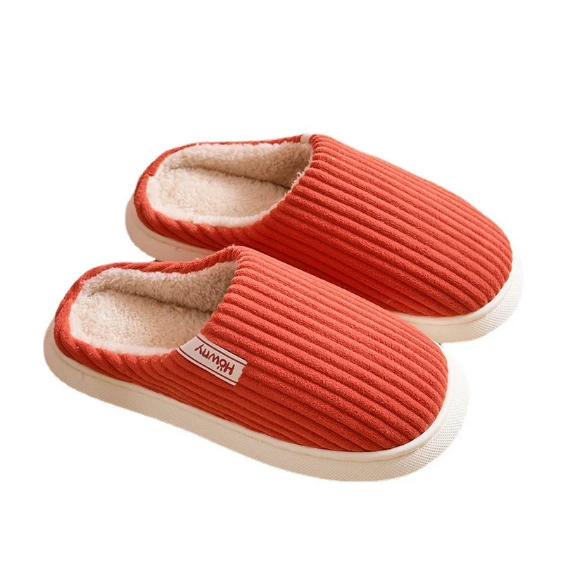 Домашние хлопковые тапочки для мужчин и женщин теплые Нескользящие плоская