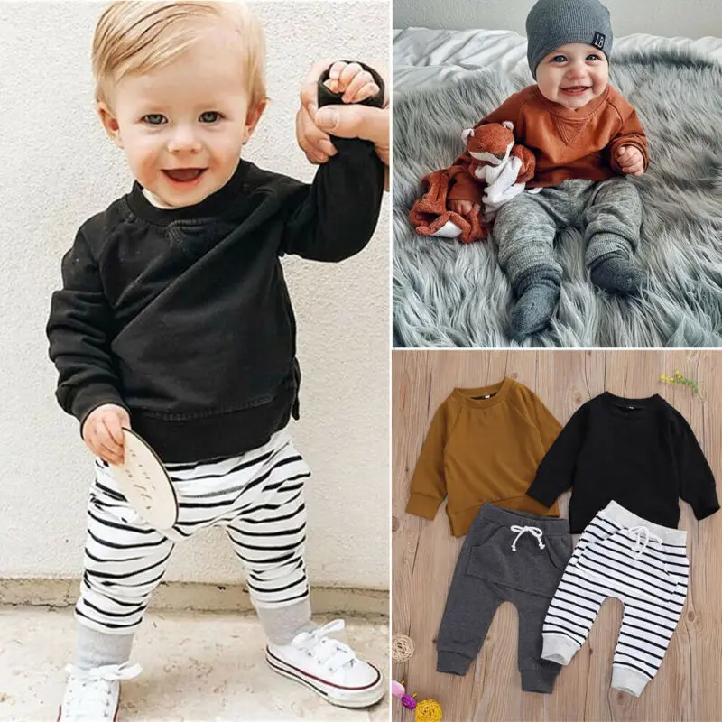 

Newborn Baby Boys Clothes Outfits Long Sleeve T-Shirt Tops Pants Trousers 0-24M