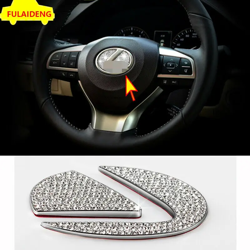 

Fits For Lexus NX200t NX300h 2015-2019 Inner Steering Wheel Badge Rhinestone Cover Trim Moulding Car Accessories 2PCS