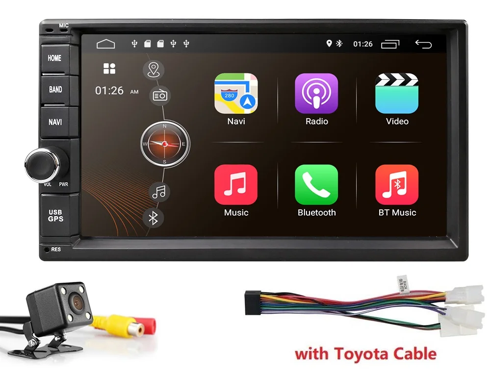 with toyota camera Универсальный 2 din Автомобильный мультимедийный плеер авторадио 2din стерео " сенсорный экран видео MP5 плеер Автомобильный резервный камера OBD SWC BT - Цвет: with toyota camera