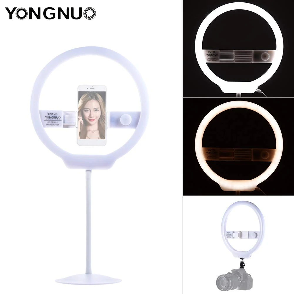 YONGNUO YN128 кольцевой светильник светодиодный камера телефон селфи фотография кольцо светильник для iPhone samsung Canon Nikon камера светодиодный видео светильник