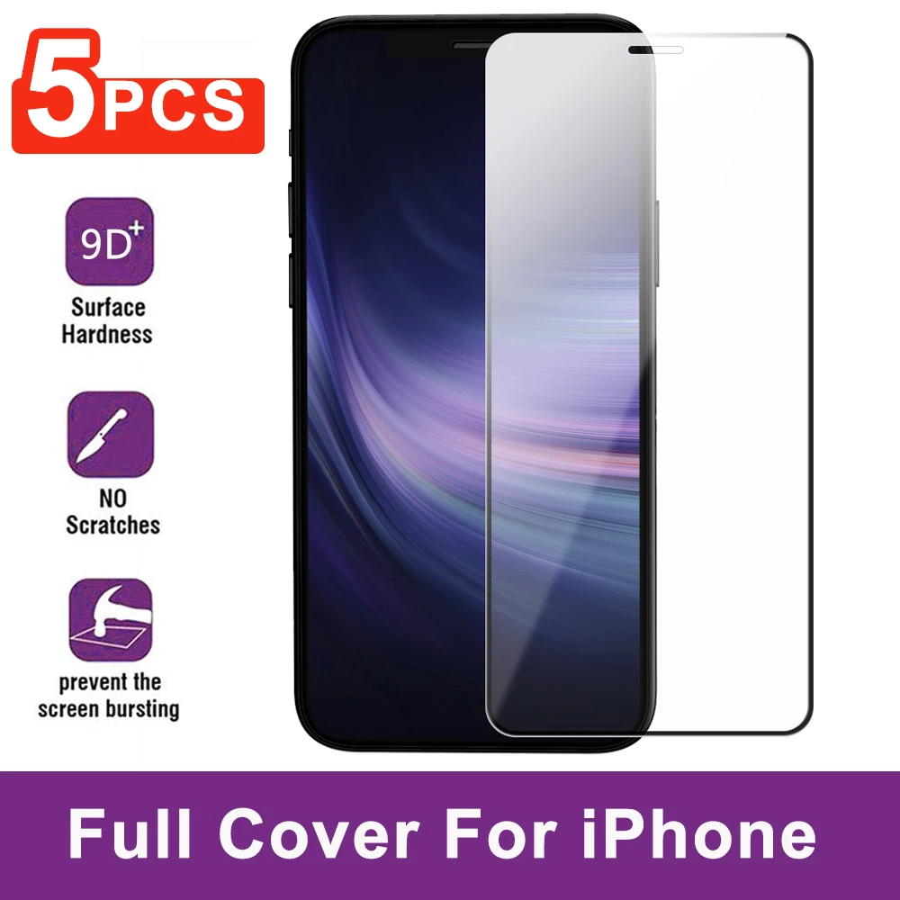 Закаленное стекло для iPhone 5 5S 5C 6 6S 7 8 Plus Защита экрана 11 Pro Max X XR XS полное покрытие