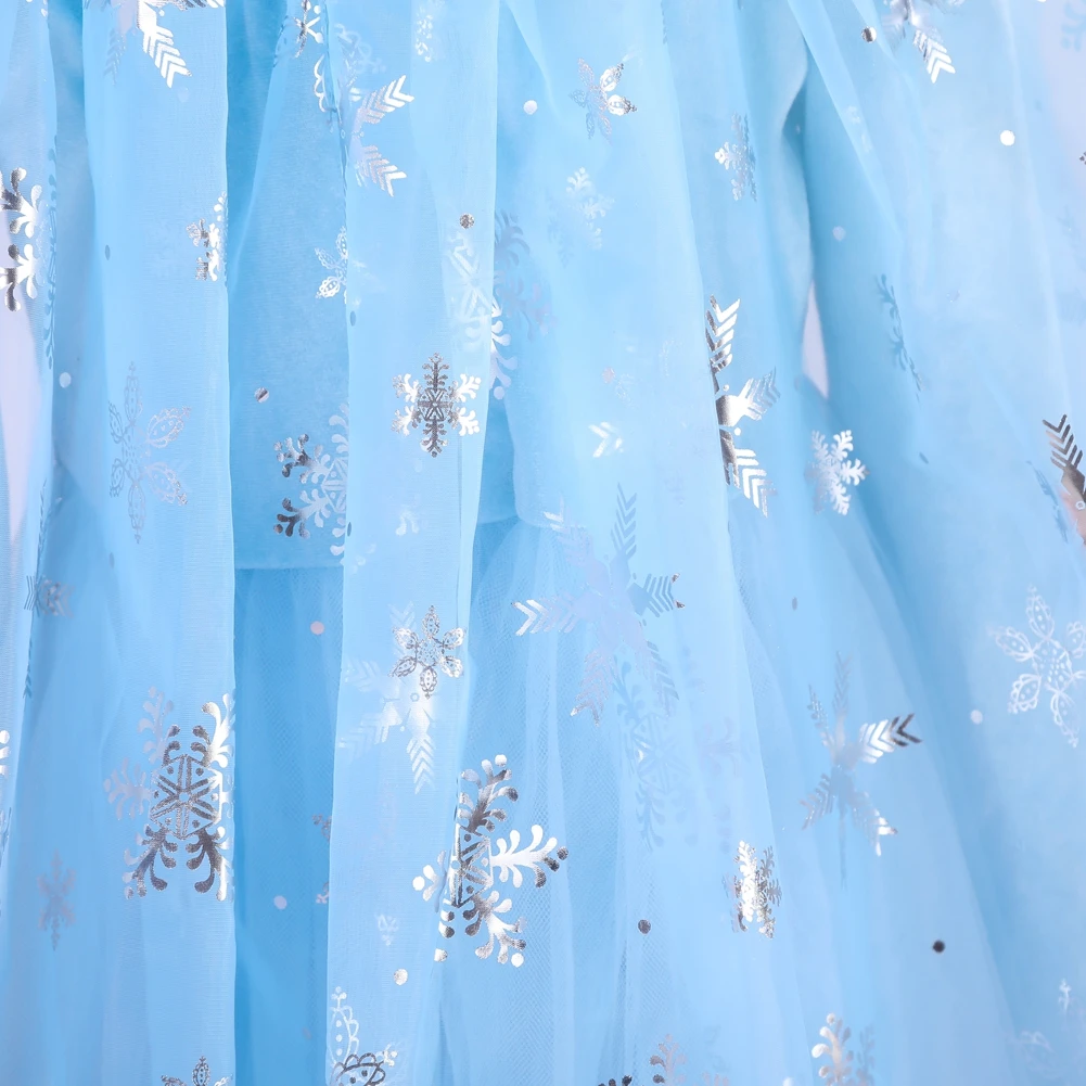 

Elsa Snow Queen Evening Dresses Prom Princess Summer Clothes Children Costume Girl's Party Birthday Tulle Lace Blue Long Sleeve