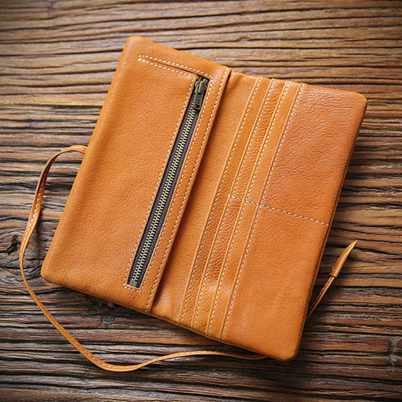 LEACOOL мужской кошелек из натуральной воловьей кожи длинный Стильный винтажный