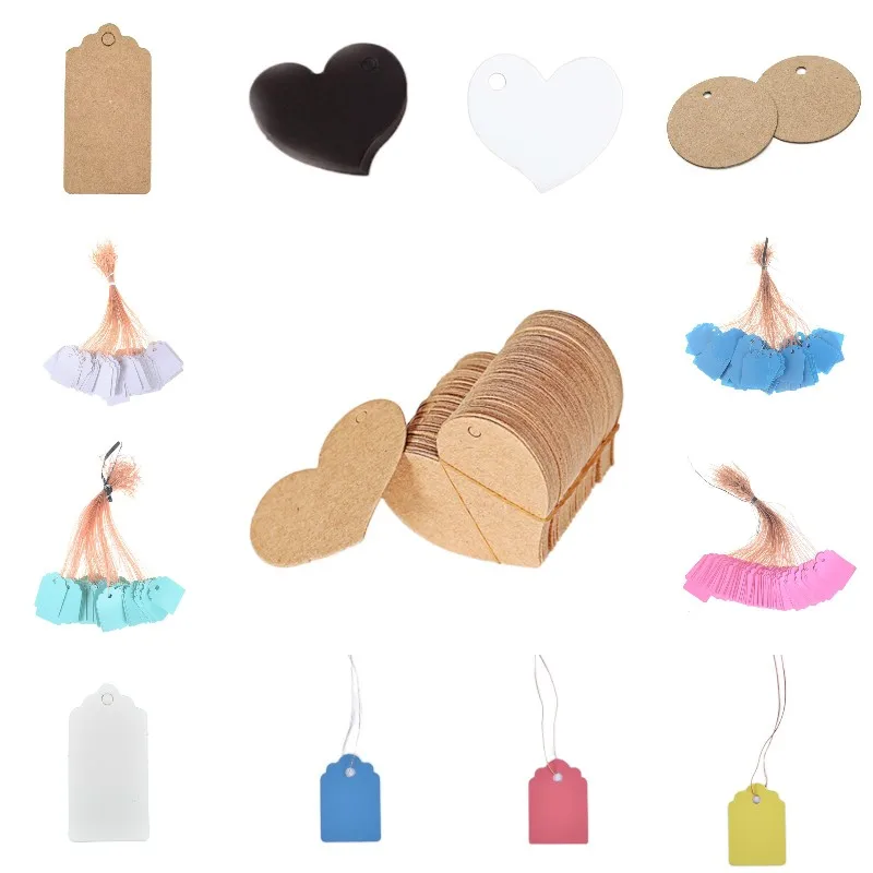 50 шт в наборе ценовой ярлык сердце Форма этикетки для одежды крафт-бумаги Бумага