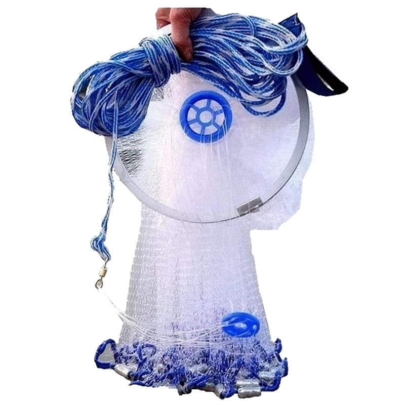 

8Ft 2.4m Full Spread Nylon Filament Fish Gill Net Easy Throw Fishing For Hand Cast Fishing Net
