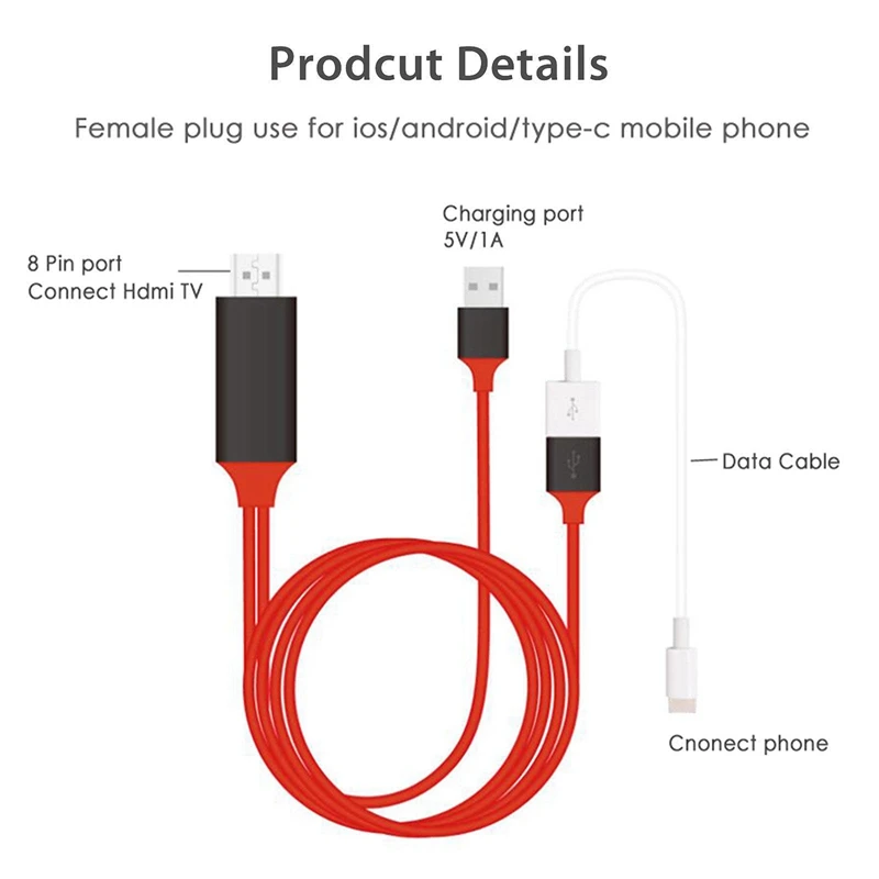 Usb Type C для Apple интерфейс к Hdmi с зарядным кабелем Samsung Galaxy S9 Plus Iphone | Электроника