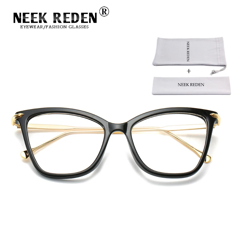 

Cat Eye Metal Ladies Eyewear Frames Retro Trendy Prescription Glasses Frames For Women Decorative Anti Radiation Eyeglasses