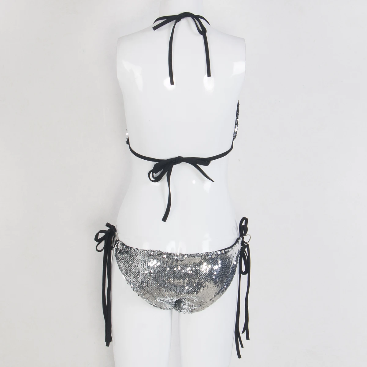 Женский сексуальный комплект бикини с блестками и застежкой на шее бандажный