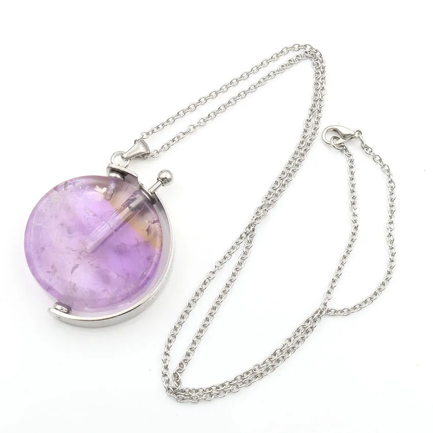 FYJS уникальные ювелирные изделия из нержавеющей стали натуральный камень аметист