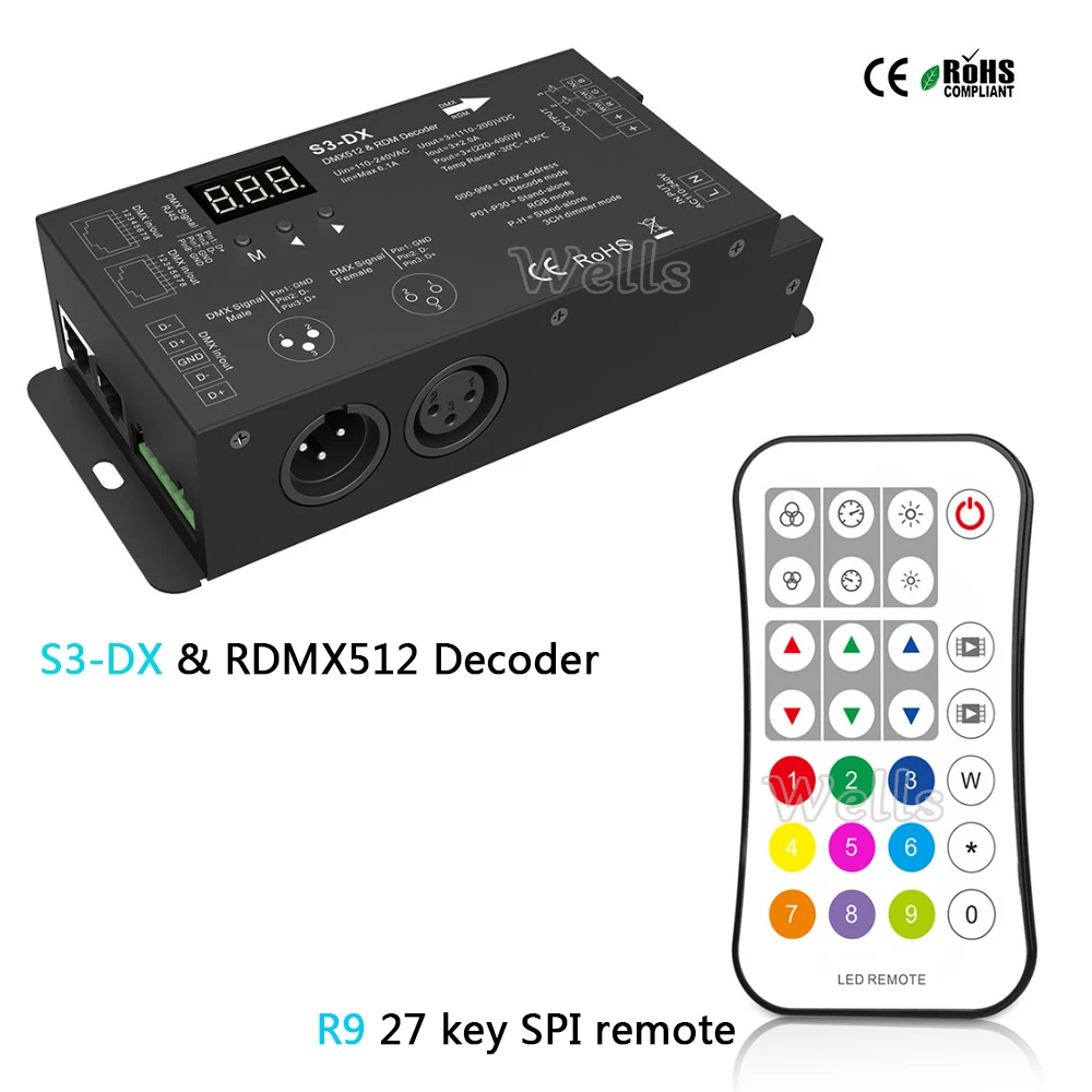 Светодиодный декодер DMX512 AC110 240V высокого напряжения RGB DMX 512 3CH * 2A светодиодный