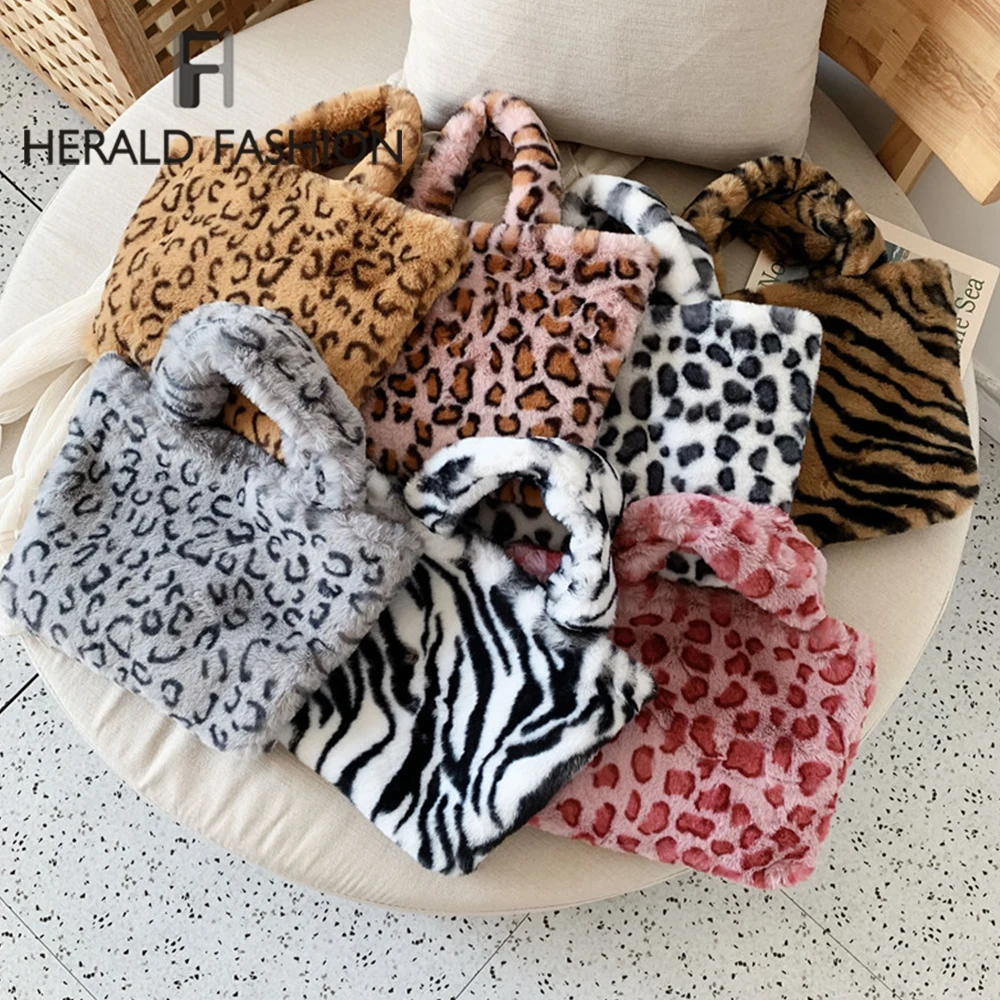

Winter New Fashion Shoulder Bag Female Leopard Female Bag Chain Large Plush Women Handbag Messenger Bag Soft Warm Fur Bag