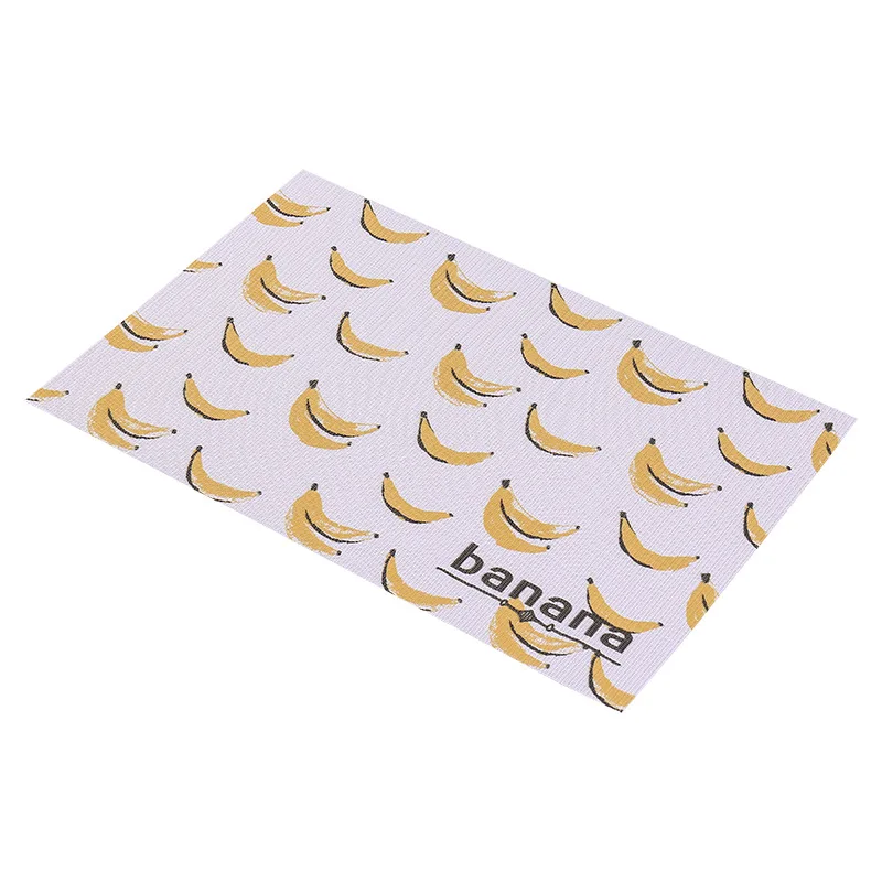 banana ANGNYA Fruit Printing Placemat Heat-Resistant Rectangular Vinyl Dining Table Mat 45X30cm Washable Non-slip Coaster Plant Style - Цвет: banana