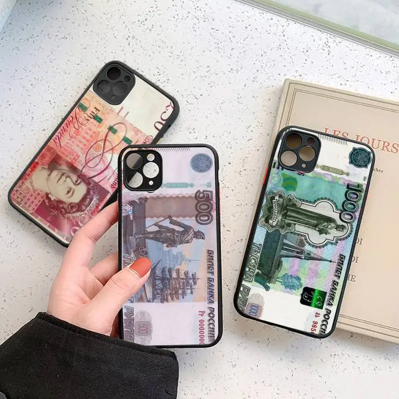 Рубль валюты из натуральной кожи сумка портфель чехол матовый прозрачный для iPhone