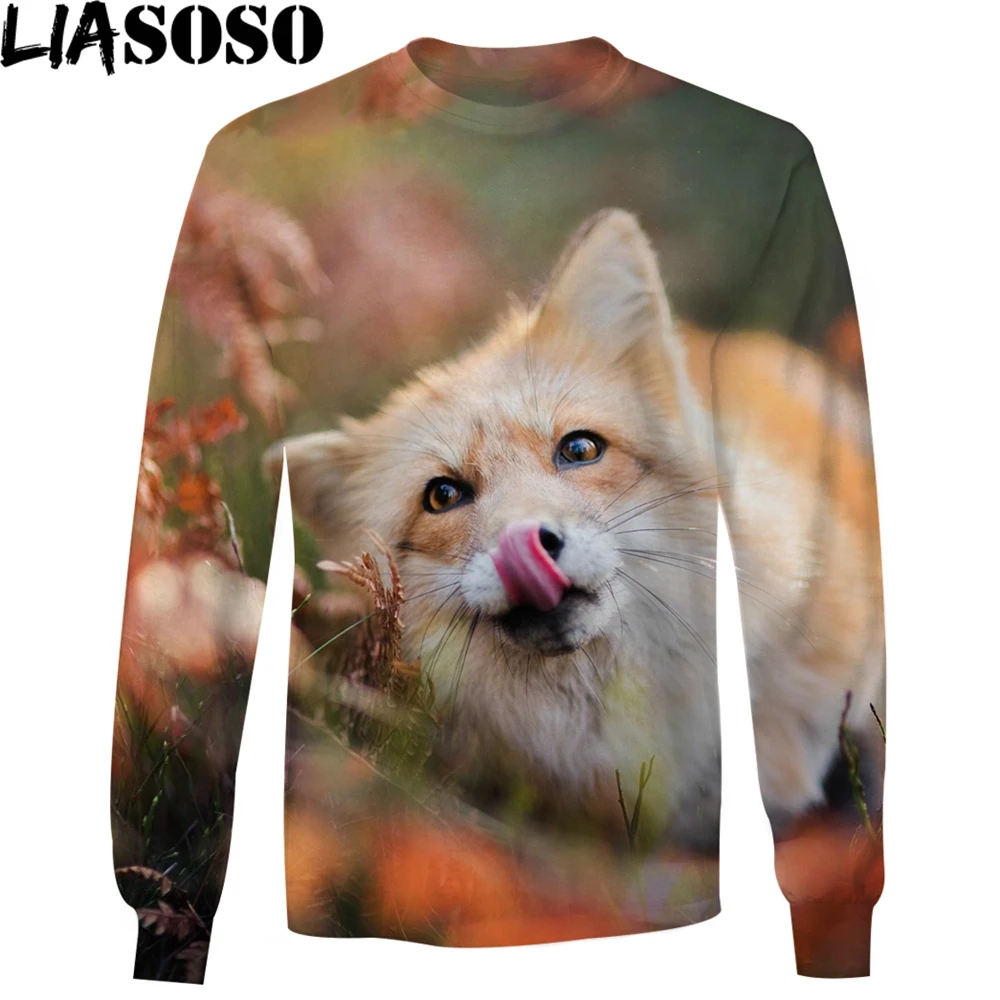 

LIASOSO Little Fox Animal 2021 3D Print Men Women Sweatshirt Unisex Sweatshirt Pullovera Loose Warm Oversized Casual Comfortable