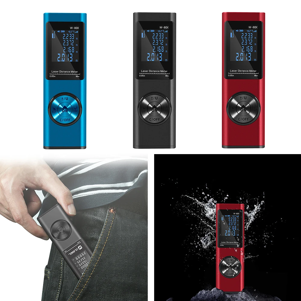 Портативный лазерный дальномер 80 м цифровой USB Перезаряжаемый Лазерная Лента