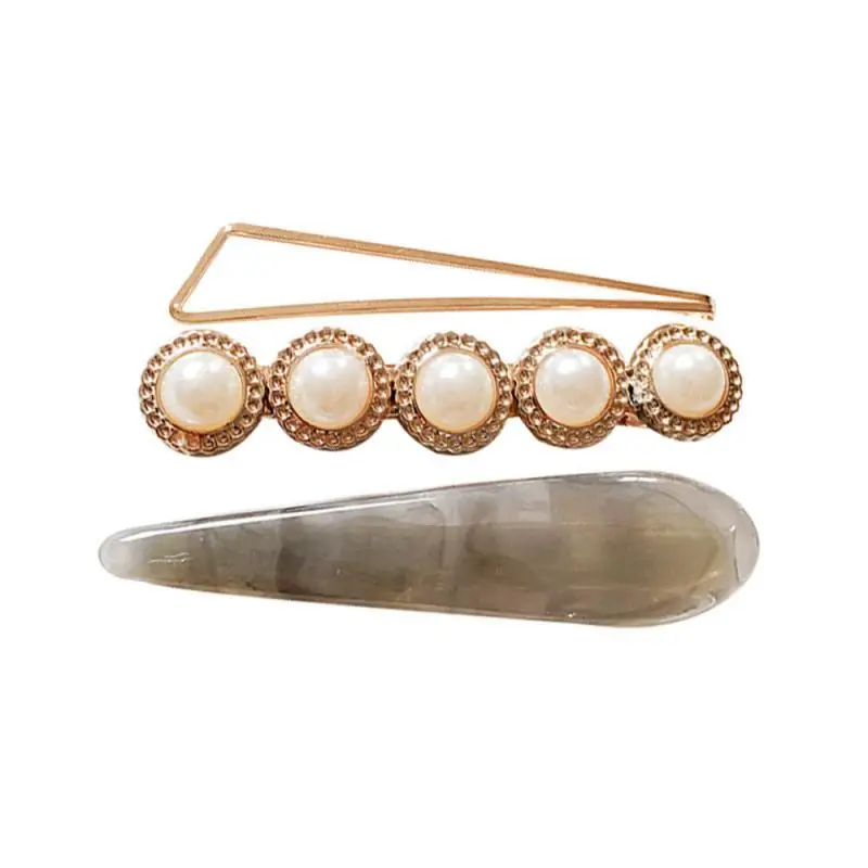 3 шт./компл. металлический жемчужный зажим для волос с мраморным узором боковая