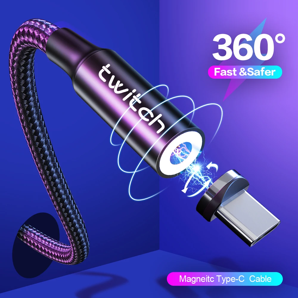 Кабель для зарядки магнитный Twitch USB Type A C 2.4A 1/ 2 м|Кабели мобильных телефонов| |