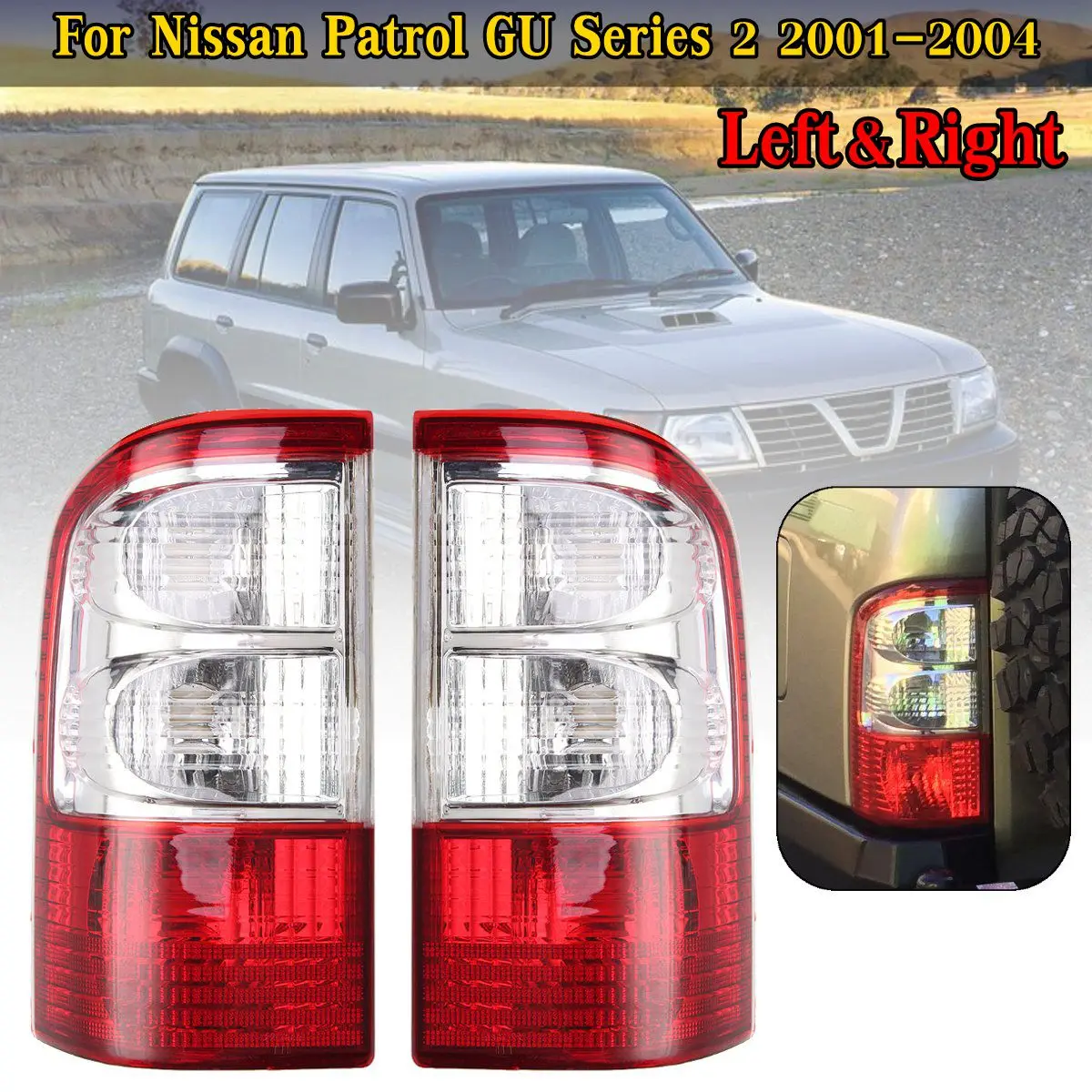 12 V Rear Tail Light For Nissan Patrol GU Series 2 2001 2002 2003 2004 Brake Lamp ABS Tail Light Lamp Without Wire Harness