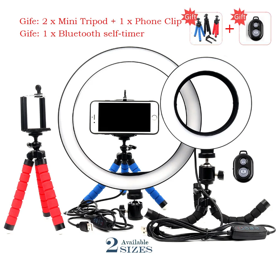 MAMEN 6/10 дюймовый светодиодный светильник для селфи с кольцом видео на камеру Фото